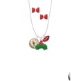 thumbnail image 2 of Delight Jewelry Silvertone Domed Music - Trumpet Christmas Kiss Charm Necklace and Stud Earrings, 2 of 4