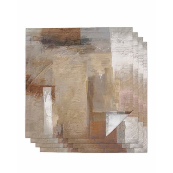 Cloth Napkins Set of 4 - 20x20 Inches, Brown Washable Reusable Table Napkins, Abstract Paint Texture Retro Smudge Graffiti Art Soft & Absortbent Dining Napkin for Party Wedding Hotel Restaurant