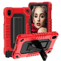 FIEWESEY for Walmart Onn 7 2024 Tablet Case for Onn 7 4th Gen Case Shockproof Hybrid for Kid Kids Friendly Shell Case Built in Shoulder Strap Stand for Walmart Onn 7 2024 Model 100135924 - RedBlack