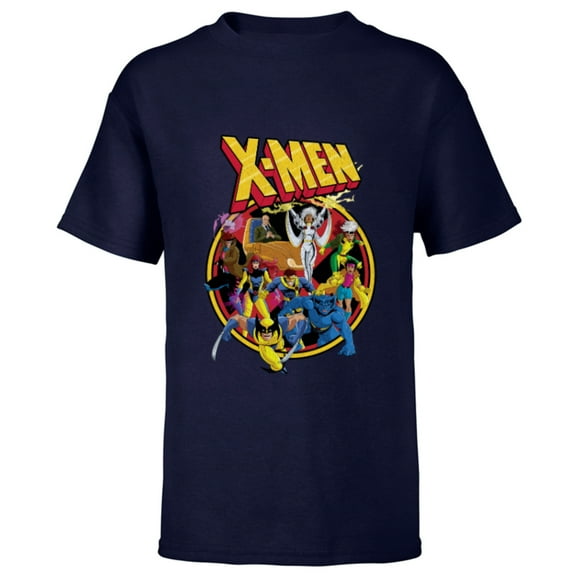 Marvel X-Men Animated Series Retro 90s - Short Sleeve T-Shirt for Kids- Customized-Navy