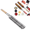 thumbnail image 5 of Kabob Grilling Baskets Lockable Iron Kebab Grill Grate with Wooden Handle for Grilling Vegetables Hot Dog Meat Wood Color, 5 of 5