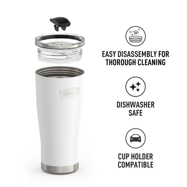 Thermos Stainless Steel Tumbler, w/ Slide Lock Lid, White, 24 oz