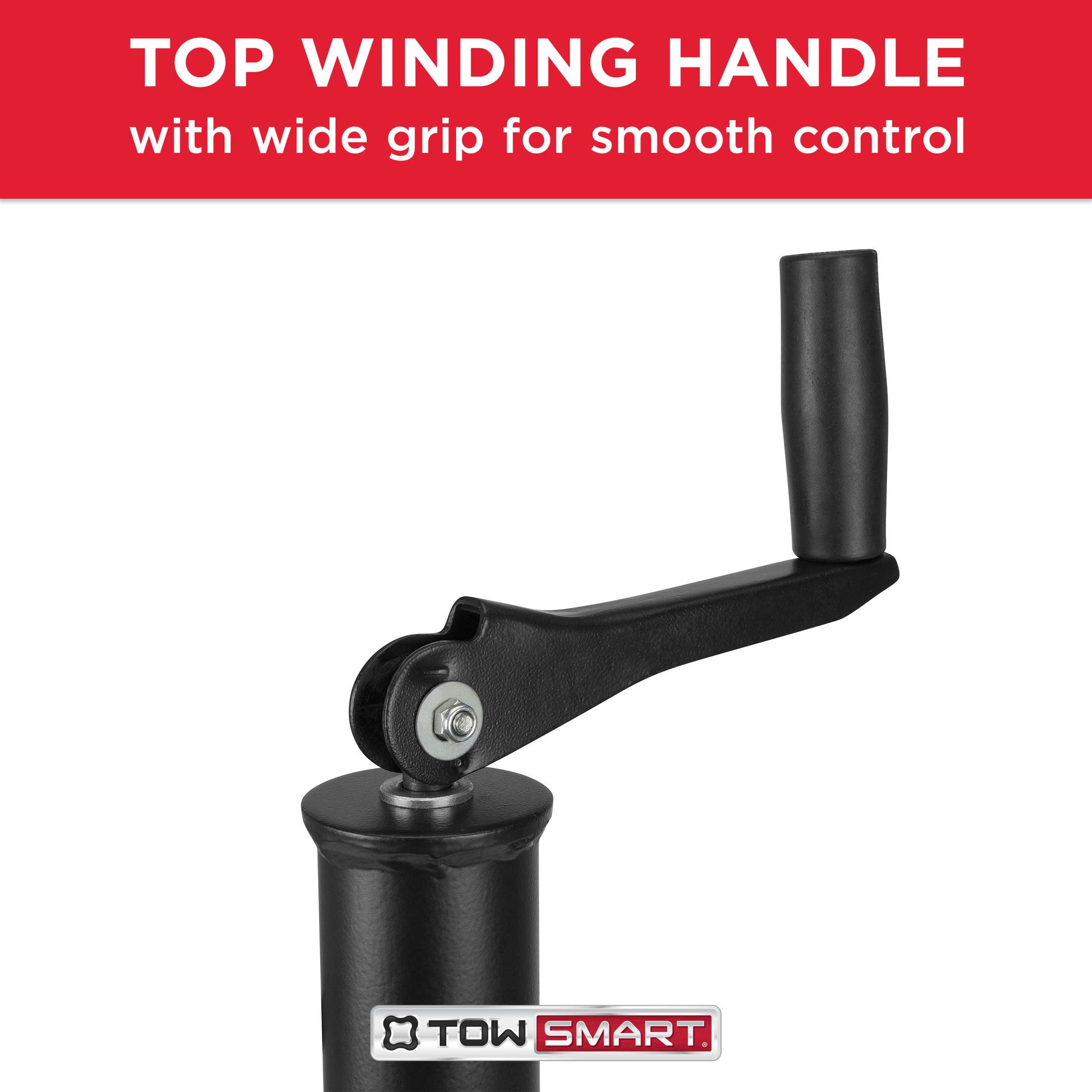 TowSmart Top Wind A-Frame Jack, 15in Lift, 2000lb, 793, Black, 1 Each