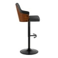 thumbnail image 2 of Stella Contemporary Adjustable Barstool Stool with Swivel in Black Metal, Walnut Wood and Charcoal Fabric with Rounded "T" Footrest by LumiSource - Set of 2, 2 of 4