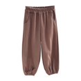 thumbnail image 4 of CPNG Kids Boys Girls Elastic Waist Joggers Cotton Wide Leg Lounge Pants Long Trousers with Pocket Solid Color Harem Pants Baggy Sweatpants Fall Winter Clothes, 4 of 5