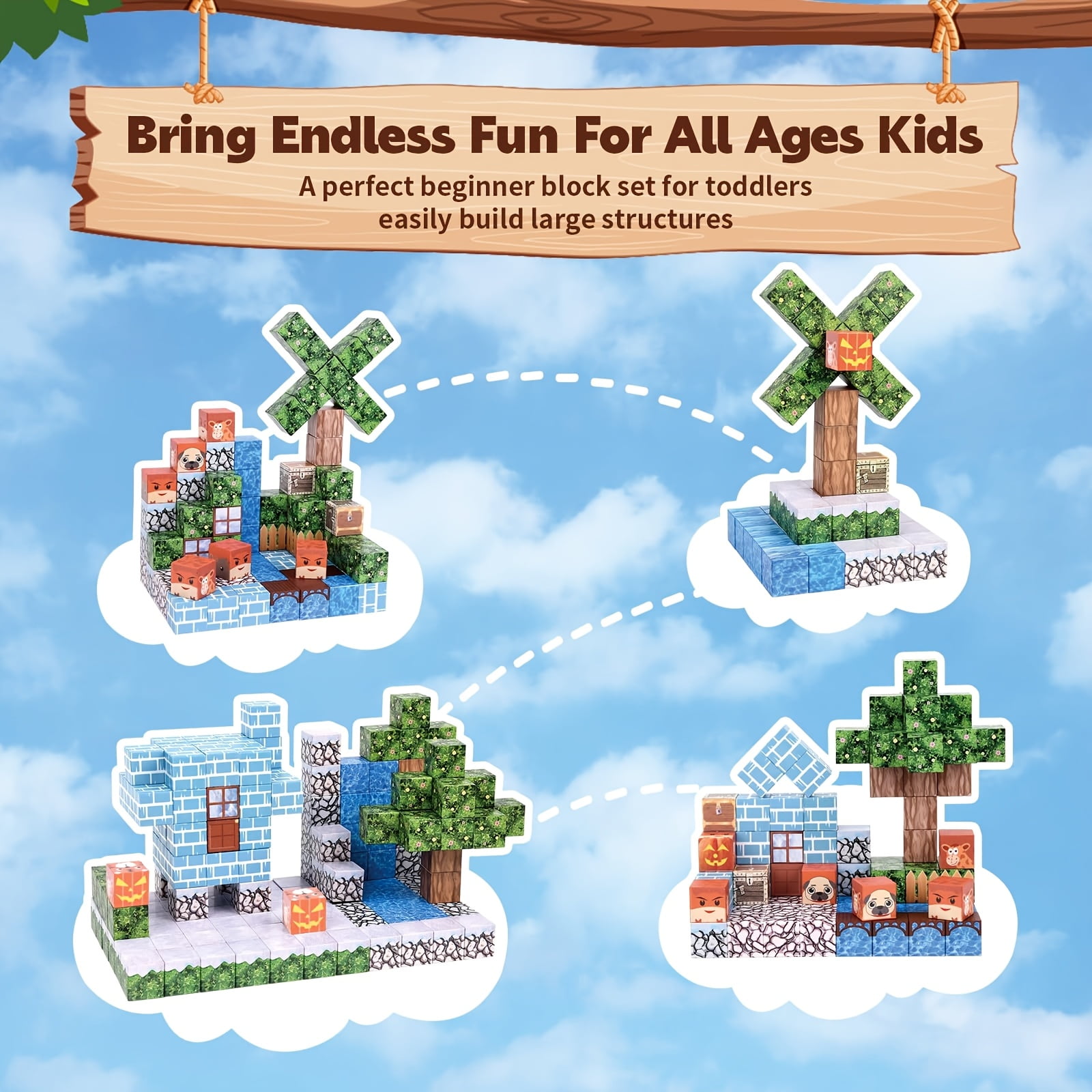 100pcs Magnetic Building Blocks Set Construction Toys, Architectural Geometric Shapes Christmas Birthday Gift for 3-12 Year Old