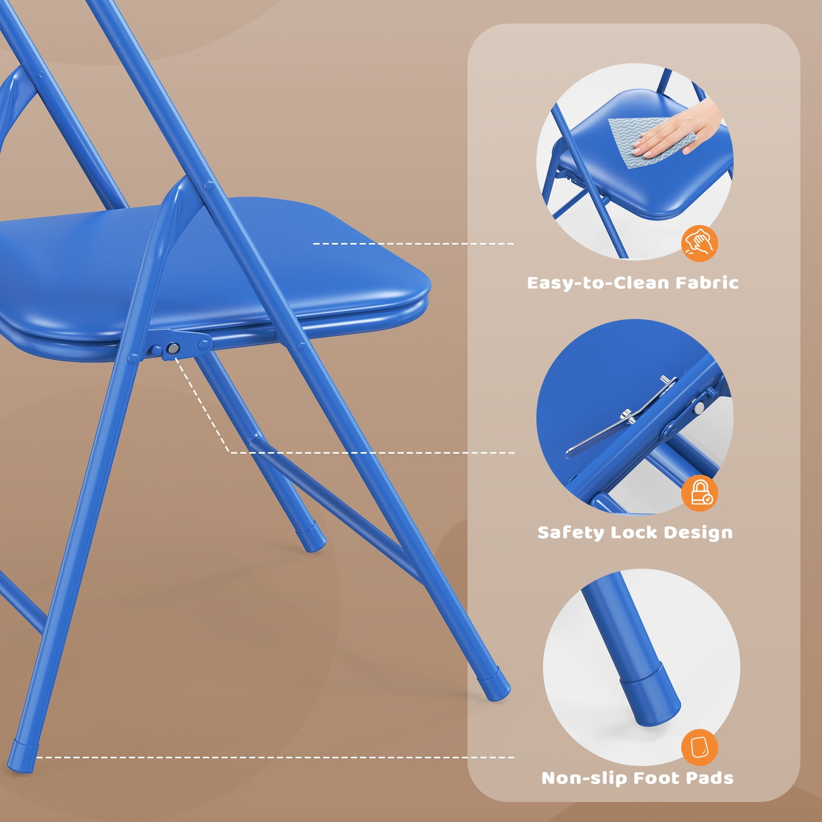 Matladin 5-Piece Kids Table and Chairs Set, Metal Frame Children's Activity Set with Easy-Fold Design, Kids Folding Table and Chairs, Multicolour