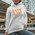 thumbnail image 2 of Happy Pi Day, March 14 Celebration of Mathematical Constant, Groovy Retro Wavy Text Merch Gift, White Hooded Sweatshirt or Hoodie, Small, 2 of 5