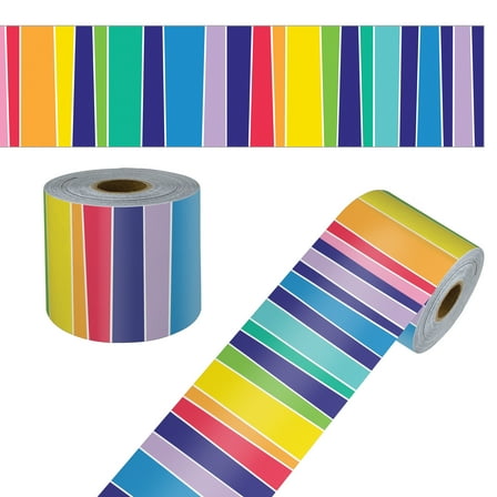 Carson Dellosa 65' Rainbow Rolled Straight Bulletin Board Borders (1 roll)