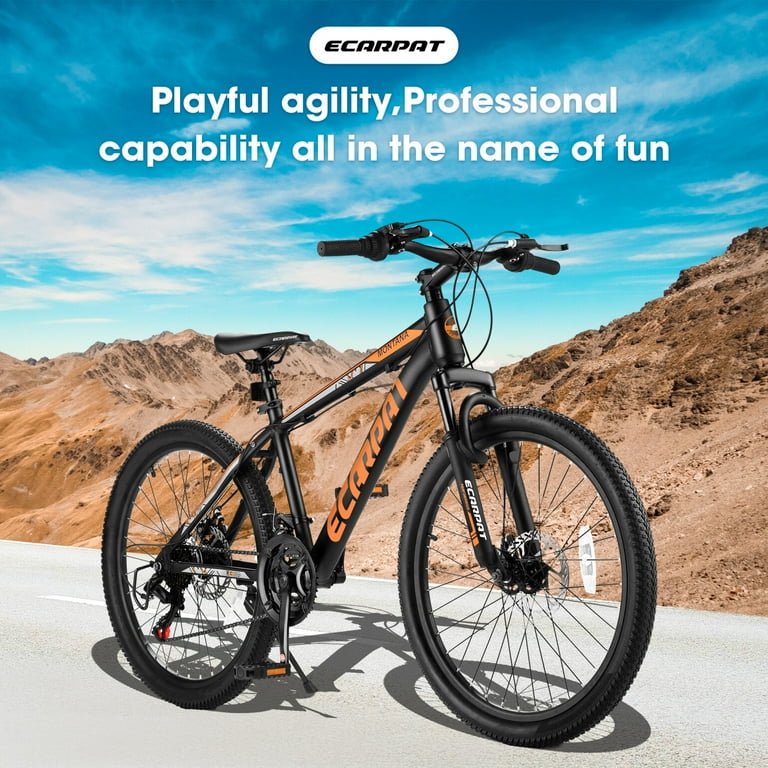 Full Suspension Mountain Bike 24 inch 21 Speeds Trail Commuter City Mountain Bike Aluminium Frame Disc Brake High Traction Tread Bicycles for Men and Women Yellow Walmart