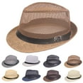 thumbnail image 2 of Men Fedora Wide Brim Mesh Spring Summer Pure Color Low-profile Sunshade Hat for Outdoor, 2 of 10
