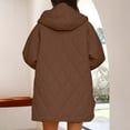 thumbnail image 5 of XPMWRP Women's Quilted Hooded Button Jacket Solid Color Oversized Puffer Long Sleeve Coat Winter Warm Oversized Outwear with Pockets Brown M, 5 of 5