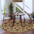 thumbnail image 3 of Boho Floral Round Area Rug 6Ft Washable Circle Rugs for Bathroom Office, Modern Geometric Ethnic Abstract Flowers Red Green Non-Slip Carpet Floor Mats Indoor Outdoor Carpet Runner Home Decor, 3 of 8