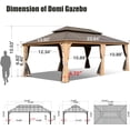 thumbnail image 3 of Domi Outdoor Living 14’x24’ Hardtop Gazebo with Wooden Coated Aluminum Frame, Galvanized Steel Double Roof, Curtains & Netting for Patio, Deck & Lawn,Wood Looking, 3 of 7