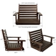 thumbnail image 4 of Home Shark 1 Person Outdoor Wooden Porch Swing with Ergonomic Seat and Hanging Chains, Deep Brown, 4 of 7