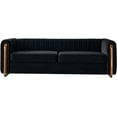 thumbnail image 6 of kevinplus 84.2'' Velvet Chesterfield Sofa Couch for Living Room, Modern Luxury 3-Seat Upholstered Sofa Couch for Apartment Bedroom Dorm Office, Strong Gold Metal Legs (Channel Backrest, Black), 6 of 14