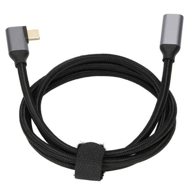 Cable de extensión USB 3.1 tipo C macho a hembra Bling Bling 4K 100 W PD 5 A ángulo recto 90 grados 1 m