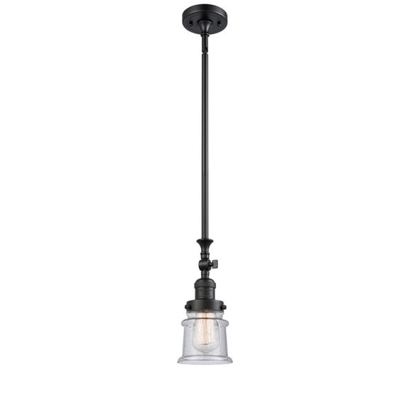 Innovations Lighting 206-BK-G184S-LED Small Canton-3.5W 1 LED Mini Pendant in Industrial Style-6.5 Inches Wide by 14 Inches High Matte Black Finish with Seedy Glass
