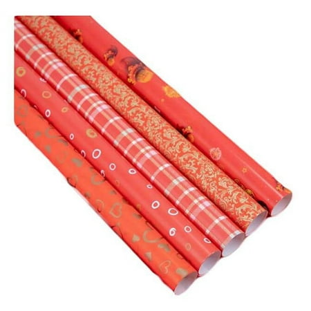 Panda Superstore 29.5 x 20.5 in. Chinese New Year Random Pattern Gift Wrapping Paper, Red - 10 per Roll