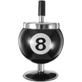 thumbnail image 1 of Cenicero de cigarrillos de diseño moderno con forma de bola de billar nº 8, cenicero metálico para fumar, apto para uso en interiores o exteriores (negro), 1 of 7