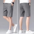 thumbnail image 4 of zeranth Men Summer Casual Shorts Elastic Drawstring Waist Straight Wide Leg Shorts Pockets Design Ice Silk Solid Color Sport Shorts, 4 of 6
