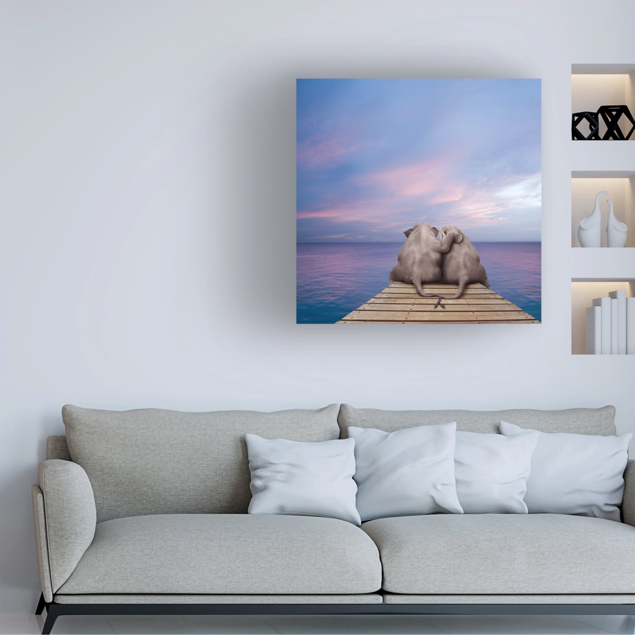 Canvas Wall Art - Lund Roeser 'Pachyderm Pier' Wall Art for Living Room, Bedroom, or Office Décor by Trademark Fine Art - 35 x 35 Inches