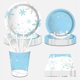 thumbnail image 2 of Vajilla desechable de copo de nieve azul para fiesta, platos de cumpleaños con temática de nieve, servilletas, Feliz Navidad, Año Nuevo, 2023, 2024, 2 of 4