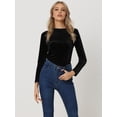 thumbnail image 2 of Blusa casual de terciopelo Allegra K para mujer Negro XS, 2 of 5