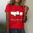 thumbnail image 2 of Women's T-shirts Women's Wine Glass Printed Shirt Short Sleeve Round Neck T Shirt Fashion Top Lightweight Soft Casual Summer Clothing Clothes T-shirts, 2 of 4