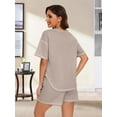 thumbnail image 6 of Hanerdun Women's Outfit Sets 2 Piece Set Casual Short Sleeve Top and Shorts Sweatsuit Light Brown M, 6 of 6