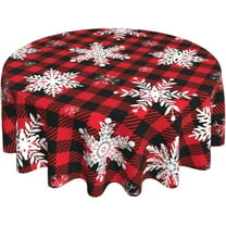 Christmas Snowflakes Tablecloth, Merry Christmas Table Cloth for Party Decoration, Round 60 Inch, Red Christmas Themed Tablecloths for Dinner Kitchen Party Picnic
