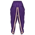 thumbnail image 3 of inhzoy Mens Satin Harem Pants Casual Elastic Waist Dhoti Pants Baggy Boho Hippie Wedding Party Kurta Purple S, 3 of 5