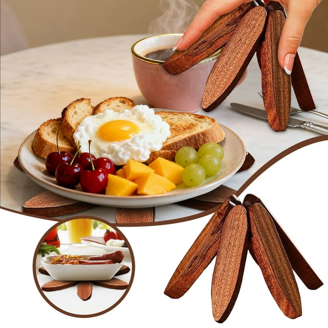 Hearth & Gear Large 20cm Wooden Heat Mat For Kitchen Countertops And Natural Insulation Pad For Hot And Cookware Kitchen Table Place Mats Camping Table Setting for 4 Kitchen Table Set for 4 under 100