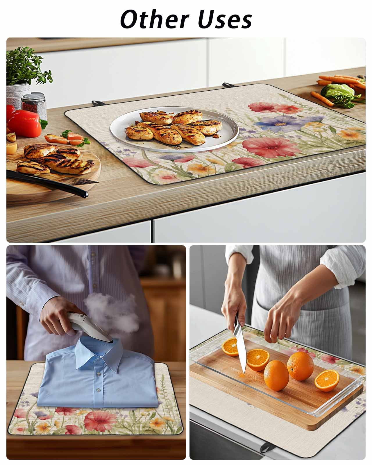 Stove Top Covers for Electric Stove, Spring Floral Glass Stovetop Cover Protector, Colorful Summer Botanical Flowers Vintage Induction Cooktop Protector Oven Mat for Kitchen Countertop 24"x21"