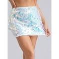 thumbnail image 4 of Zaldita Womens Sparkle Sequin Bodycon Mini Skirts Shiny Glitter Short Wrap Skirt Clubwear Gradient Blue S, 4 of 7