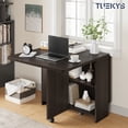 thumbnail image 3 of Tuekys Folding Dining Table Drop Leaf Kitchen Table with 2 Storage Racks-Perfect for Small Spaces Multifunction Space Saving Table Extension Dinner Table Kitchen Office Desk Black, 3 of 9