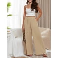 thumbnail image 3 of Biezeib Women's Long Pants Casual Loose Fitting Elastic Waist Wide Leg Solid Color Pants for Spring Summer, 3 of 6