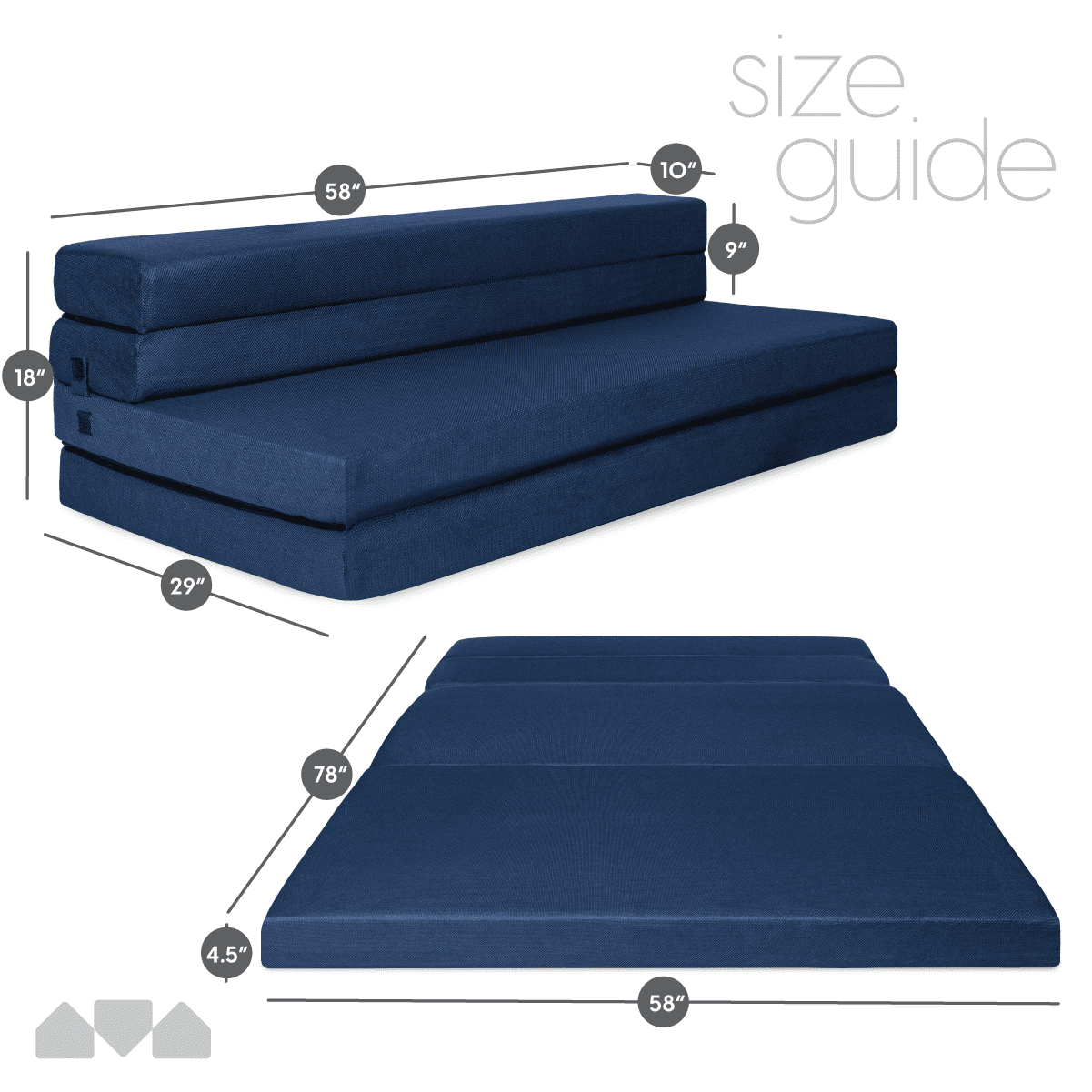 Milliard Tri-Fold Foam Adults 4.5 inches Foam Folding Mattress and Sofa Bed Queen (78" x 58") Foam