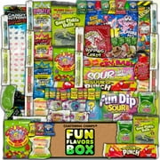 Fun Flavors Box Unique Sour Candies Lovers Care Package (70 Count) Variety Gift Pack Snack Box