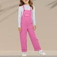 thumbnail image 6 of Coerni Girls' Vintage Jumpsuit Teens Baggy Wide Leg Jeans Overall Shorts with Pockets Kids Solid Retro Washed Strap Jumpsuits Pants, 6 of 7
