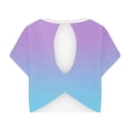 thumbnail image 5 of HWRETIE Women's V-Neck Yoga T-shirt Casual Gradient Short Sleeve Workout Top Hollow Design Fashion T-shirt for Gym Running or Daily Wear Purple-1, 5 of 5