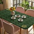 thumbnail image 3 of Dark Green Gold Floral Table Cloths for 6 Foot Rectangle Tables, Modern Abstract Art Spring Flowers Patio Waterproof Elastic Fitted Tablecloths, Washable Rectangular Table Cover for Camping, 3 of 8