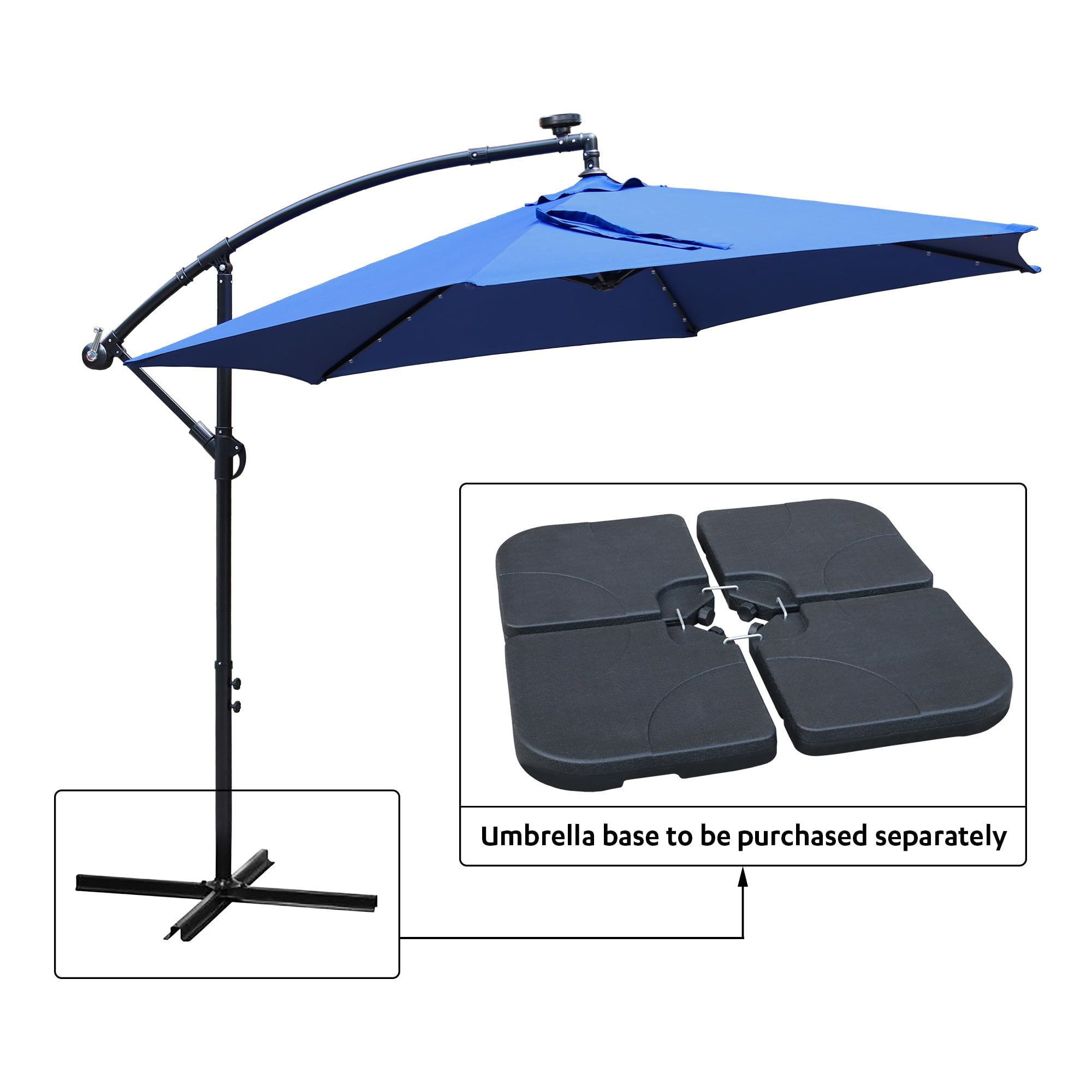 Abble 10' Navy Rectangle Cantilever Patio Umbrellas, Adjustable Height