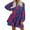 Navy, variant on Babysbule Summer Women Dresses Women Summer Casual Dress V-Neck Floral Print Long Sleeve Knee-Length Dress
