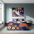 thumbnail image 3 of Crane Funda Nórdica Funda nórdica japonesa, flores de colores Juego de cama Azul, 3 of 9