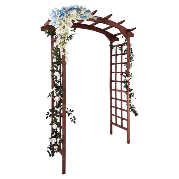 Ataucjin 85inch Wooden Garden Arbor Trellis，Sturdy Fir Wood Pergola Arch for Climbing Plants，Ideal for Wedding Ceremonies & Backyard Decoration