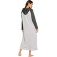 thumbnail image 5 of Oudiya Women Long Sleeve Nightgown Cotton Hooded Night Shirt Contrast Color Full Length Loungewear with Pocket, S-4XL, 5 of 7