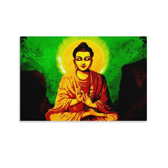 Gautam Buddha With Dark Background Poster Decorative Painting Canvas Wall Art Living Room Posters Bedroom Painting,Unframe-style,08x12inch(20x30cm)