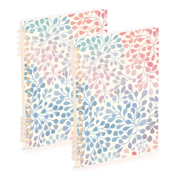 Flowers Or Leaves Ring Binder Notebook Journey Note Diary College Ruled Spiral Notebook Study Loose Leaf Paper A5 60 Pages