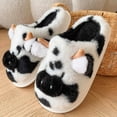 thumbnail image 7 of Fuzzy Slippers For Women Couples Men On Furry Flat Home Winter Round Toe Keep Warm Spotted Cow Slippers Shoes Warm Cozy Winter House Slippers Bedroom Indoor House Shoes, 7 of 7